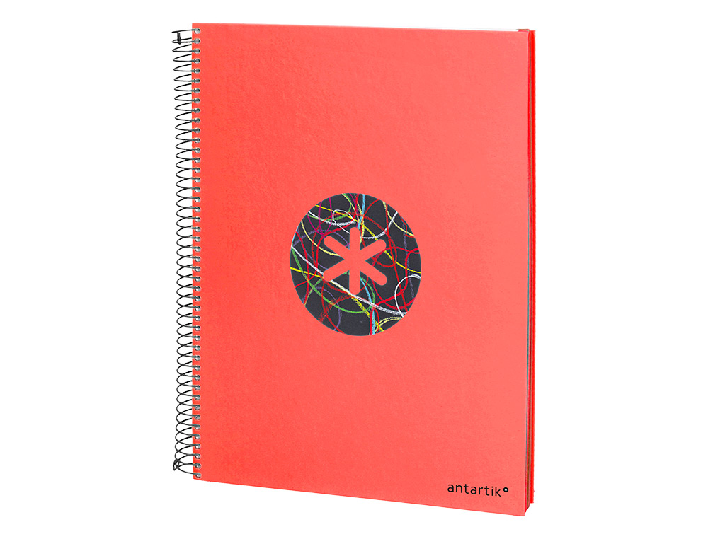 CAHIER SPIRALE ANTARTIK A4 120F 100G REMBORDE 5X5MM MICRO-PERF 5 BANDES 4 TROUS TRENDING 2020 ROUGE