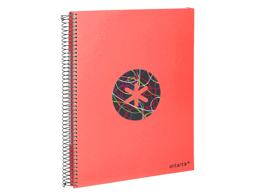 CAHIER SPIRALE ANTARTIK A4 120F 100G REMBORDE 5X5MM MICRO-PERF 5 BANDES 4 TROUS TRENDING 2020 ROUGE