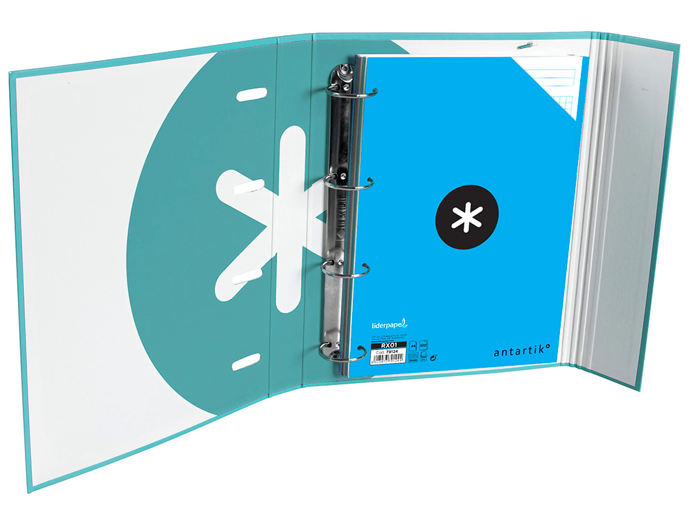 CLASSEUR ANTARTIK TRENDING TOPIC 2020 4 ANNEAUX RONDS 40MM FEUILLET MOBILE A4 5X5MM COLORIS TURQUOISE