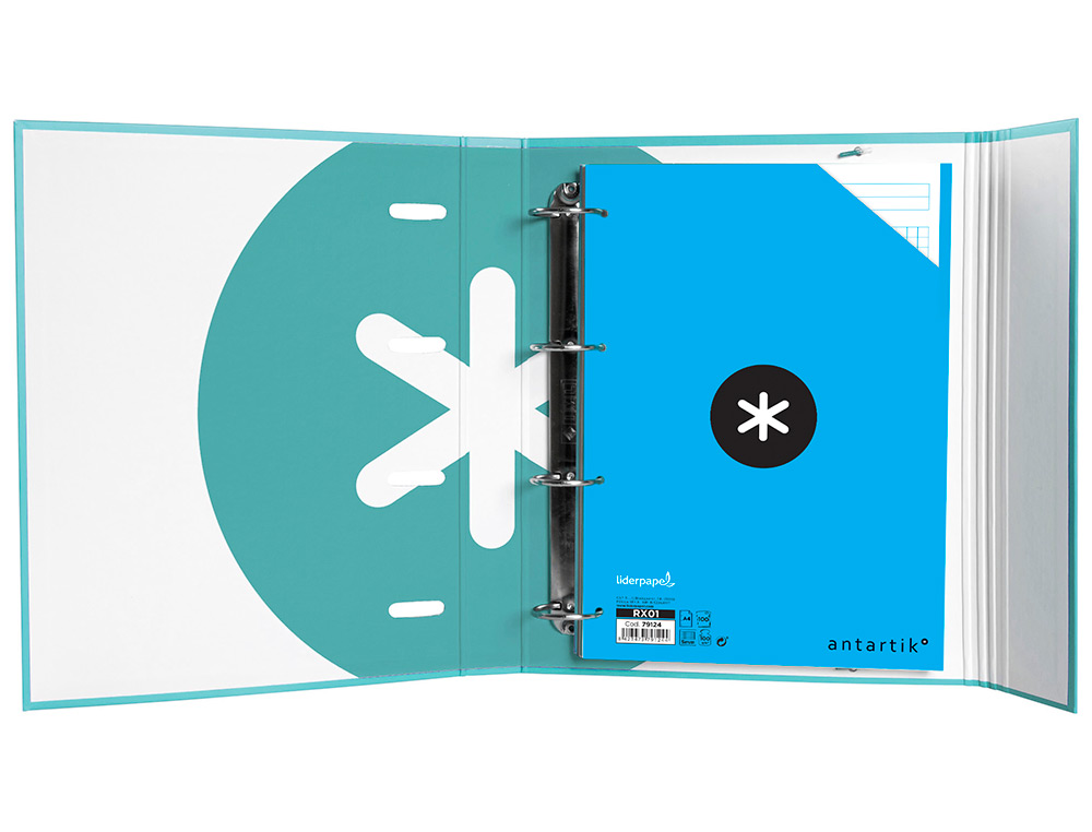 CLASSEUR ANTARTIK TRENDING TOPIC 2020 4 ANNEAUX RONDS 40MM FEUILLET MOBILE A4 5X5MM COLORIS TURQUOISE