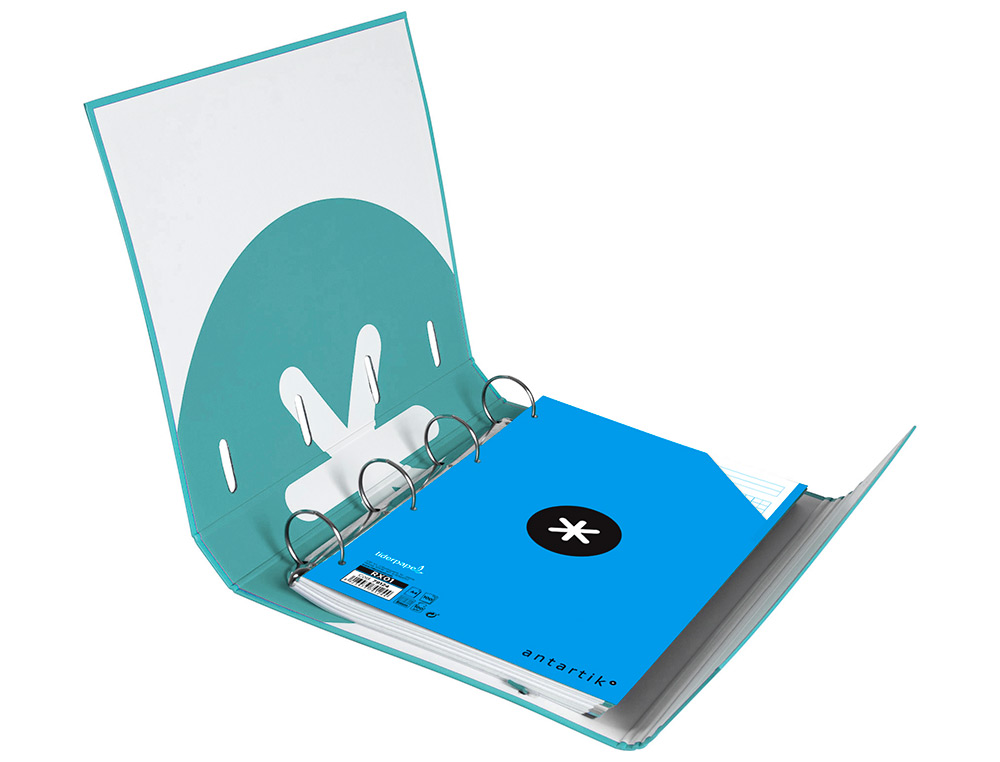 CLASSEUR ANTARTIK TRENDING TOPIC 2020 4 ANNEAUX RONDS 40MM FEUILLET MOBILE A4 5X5MM COLORIS TURQUOISE