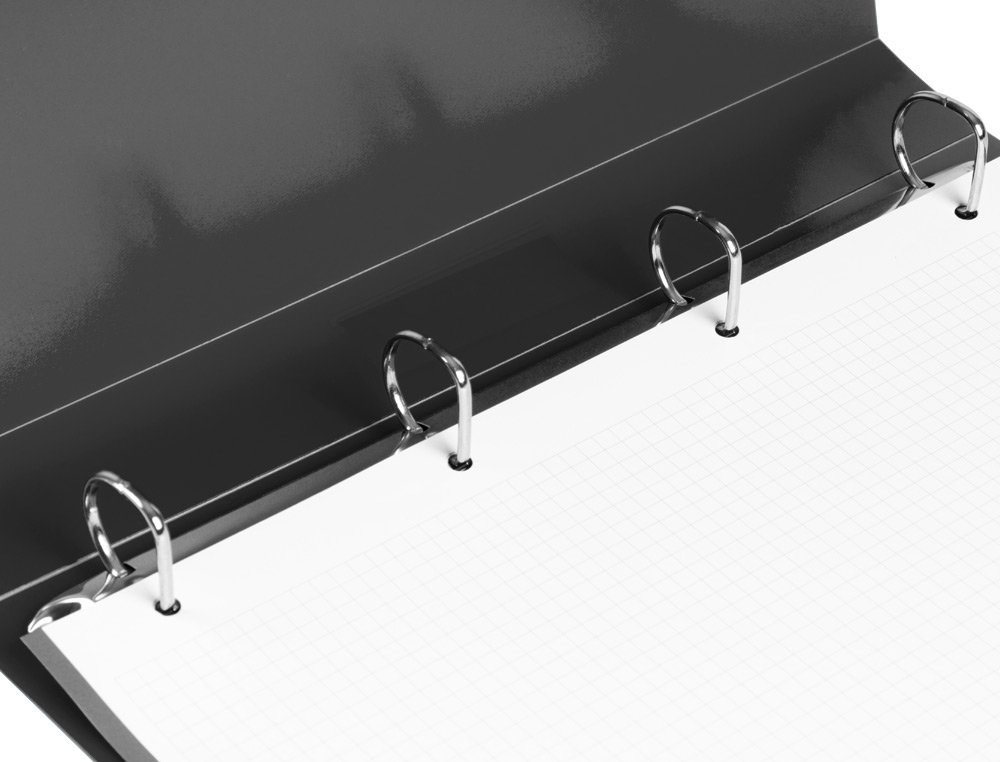 CLASSEUR LIDERPAPEL 4 ANNEAUX 25MM A4 260X315MM POLYPROPYLENE DOS 40MM PORTE-CARTES VISITE COLORIS NOIR