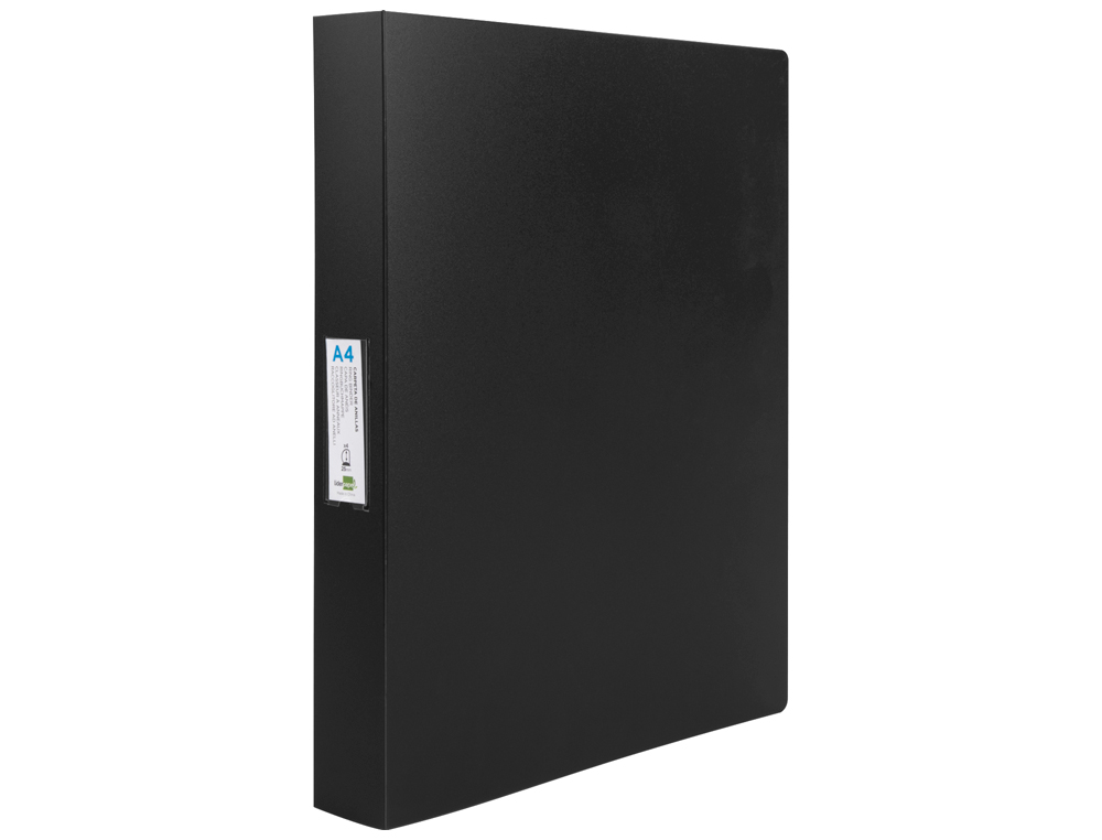 CLASSEUR LIDERPAPEL 4 ANNEAUX 25MM A4 260X315MM POLYPROPYLENE DOS 40MM PORTE-CARTES VISITE COLORIS NOIR