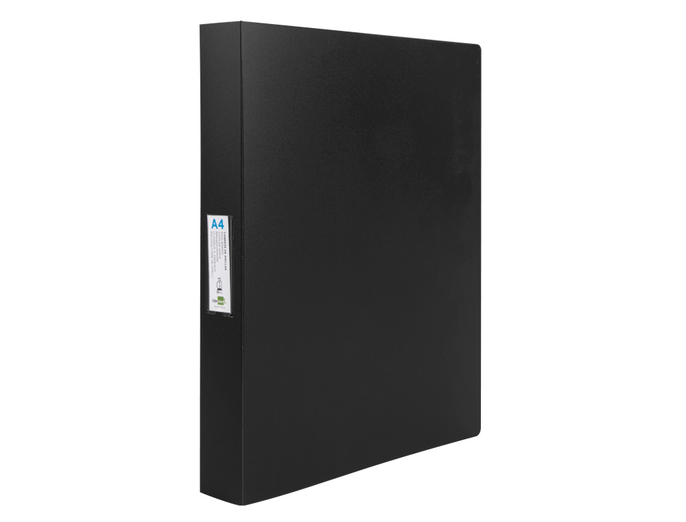 CLASSEUR LIDERPAPEL 4 ANNEAUX 25MM A4 260X315MM POLYPROPYLENE DOS 40MM PORTE-CARTES VISITE COLORIS NOIR