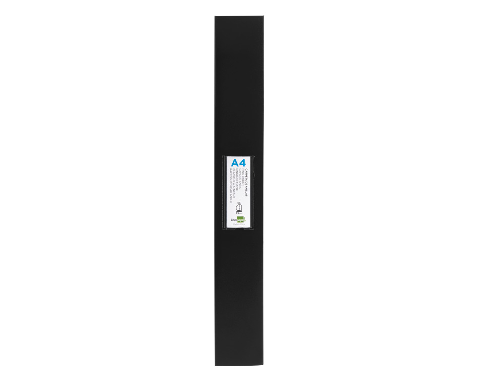 CLASSEUR LIDERPAPEL 4 ANNEAUX 25MM A4 260X315MM POLYPROPYLENE DOS 40MM PORTE-CARTES VISITE COLORIS NOIR