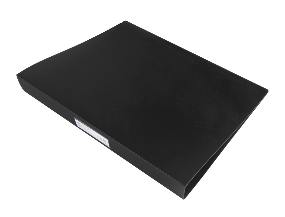 CLASSEUR LIDERPAPEL 4 ANNEAUX 25MM A4 260X315MM POLYPROPYLENE DOS 40MM PORTE-CARTES VISITE COLORIS NOIR