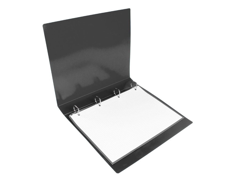 CLASSEUR LIDERPAPEL 4 ANNEAUX 25MM A4 260X315MM POLYPROPYLENE DOS 40MM PORTE-CARTES VISITE COLORIS NOIR