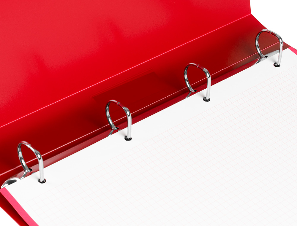 CLASSEUR LIDERPAPEL 4 ANNEAUX 25MM A4 260X315MM POLYPROPYLENE DOS 40MM PORTE-CARTES VISITE COLORIS ROUGE
