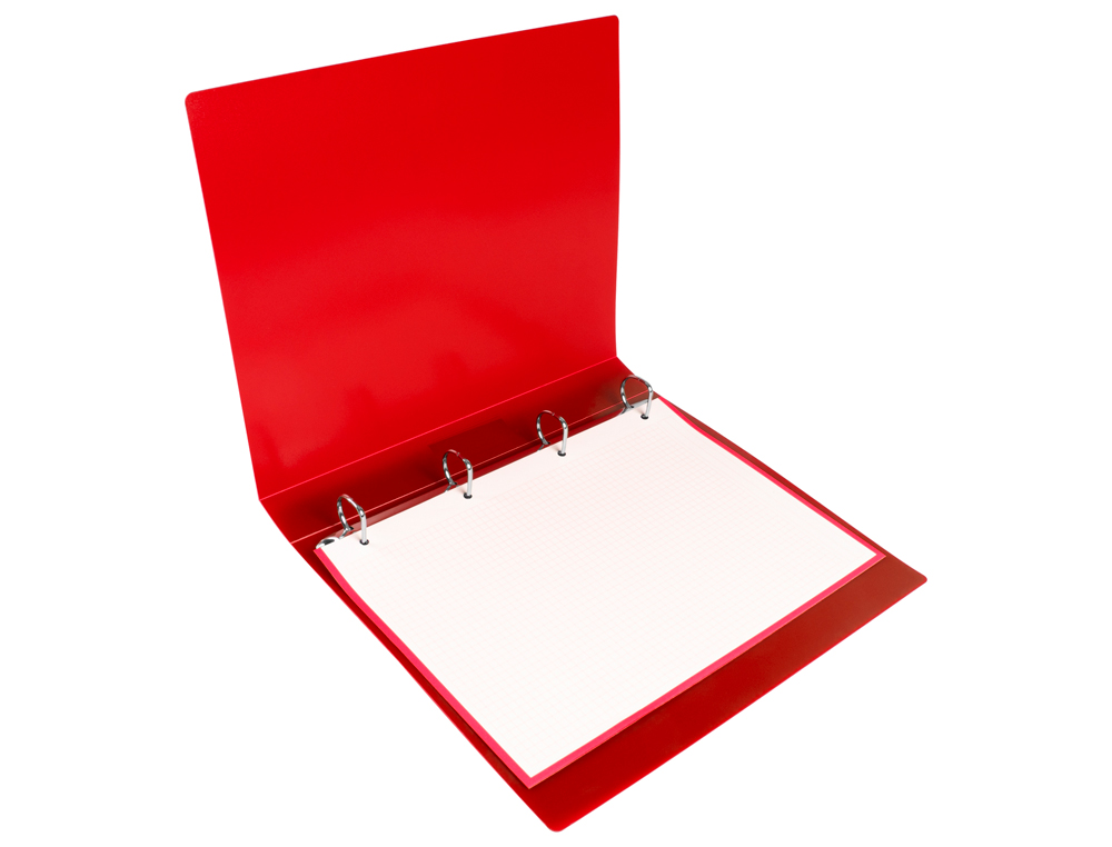 CLASSEUR LIDERPAPEL 4 ANNEAUX 25MM A4 260X315MM POLYPROPYLENE DOS 40MM PORTE-CARTES VISITE COLORIS ROUGE