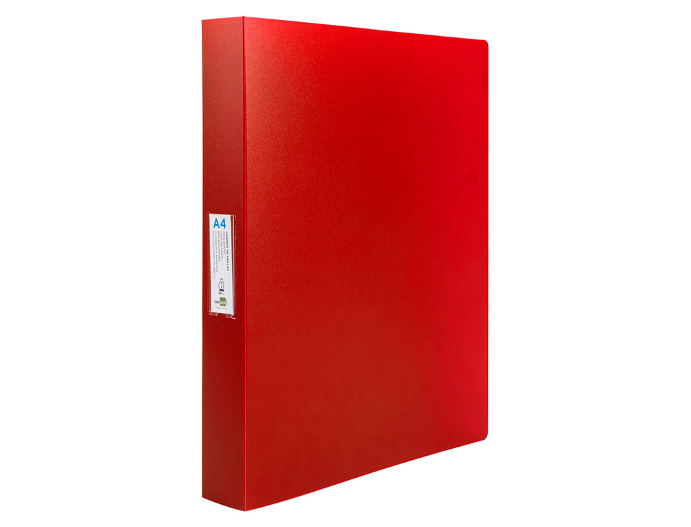 CLASSEUR LIDERPAPEL 4 ANNEAUX 25MM A4 260X315MM POLYPROPYLENE DOS 40MM PORTE-CARTES VISITE COLORIS ROUGE