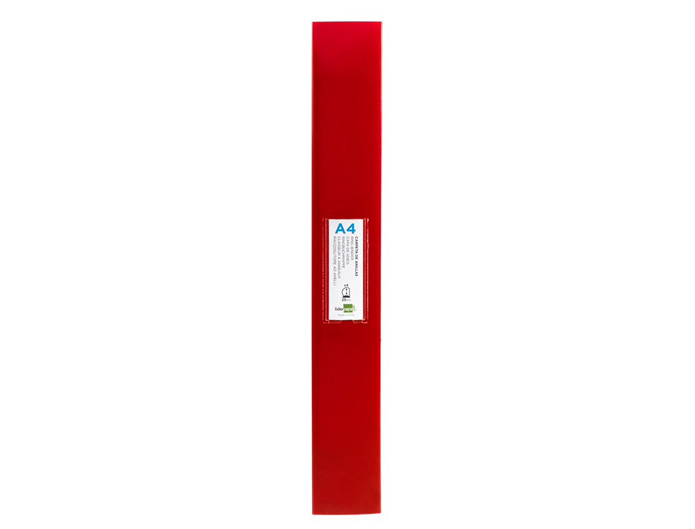 CLASSEUR LIDERPAPEL 4 ANNEAUX 25MM A4 260X315MM POLYPROPYLENE DOS 40MM PORTE-CARTES VISITE COLORIS ROUGE