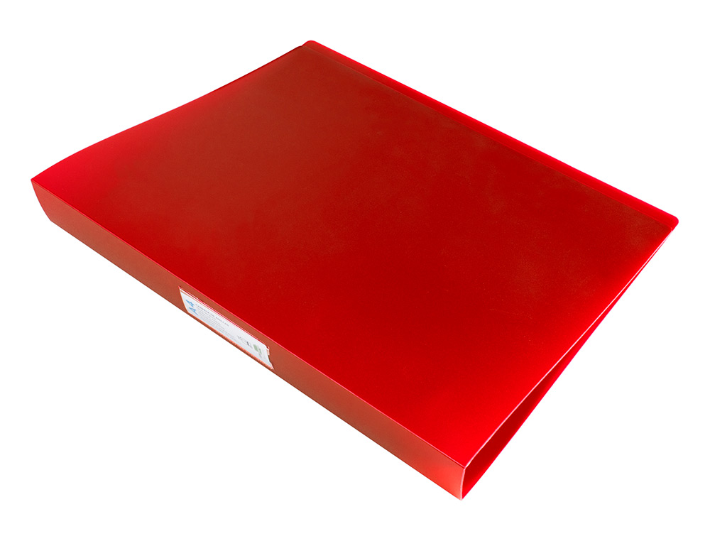 CLASSEUR LIDERPAPEL 4 ANNEAUX 25MM A4 260X315MM POLYPROPYLENE DOS 40MM PORTE-CARTES VISITE COLORIS ROUGE