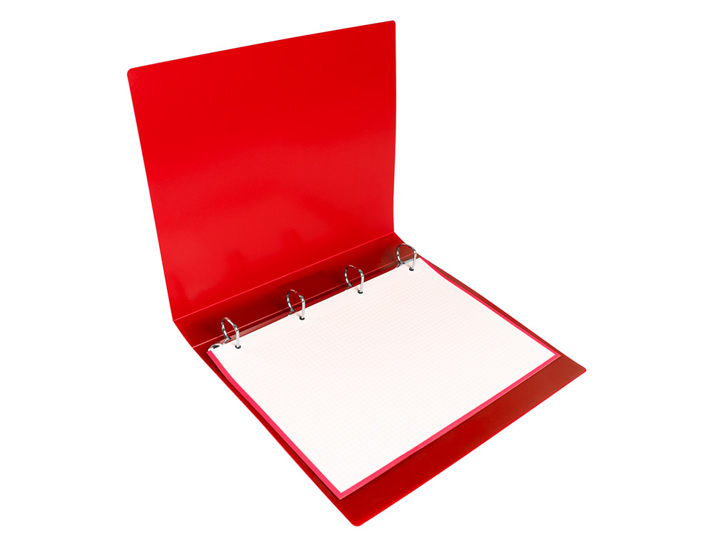 CLASSEUR LIDERPAPEL 4 ANNEAUX 25MM A4 260X315MM POLYPROPYLENE DOS 40MM PORTE-CARTES VISITE COLORIS ROUGE