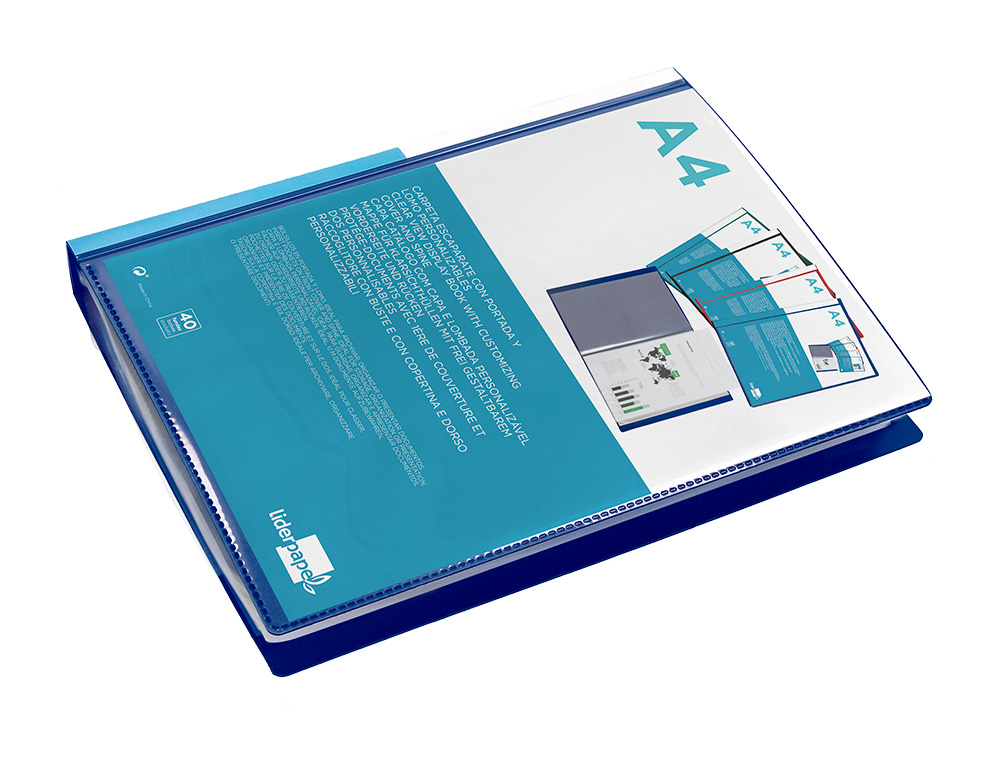 PROTEGE-DOCS LIDERPAPEL KANGOUROU PERSONNALISABLE POLYPRO 40 POCHETTES FIXES A4 210X297MM BLEU TRANSLUCIDE
