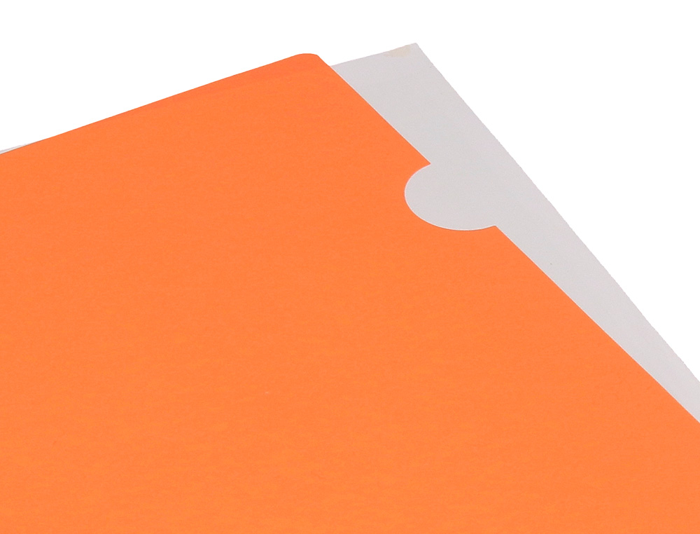 POCHETTE COIN LIDERPAPEL POLYPROPYLENE 180 MICRONS A4  210X297MM CAPACITE 20F        COLORIS ORANGE FLUO