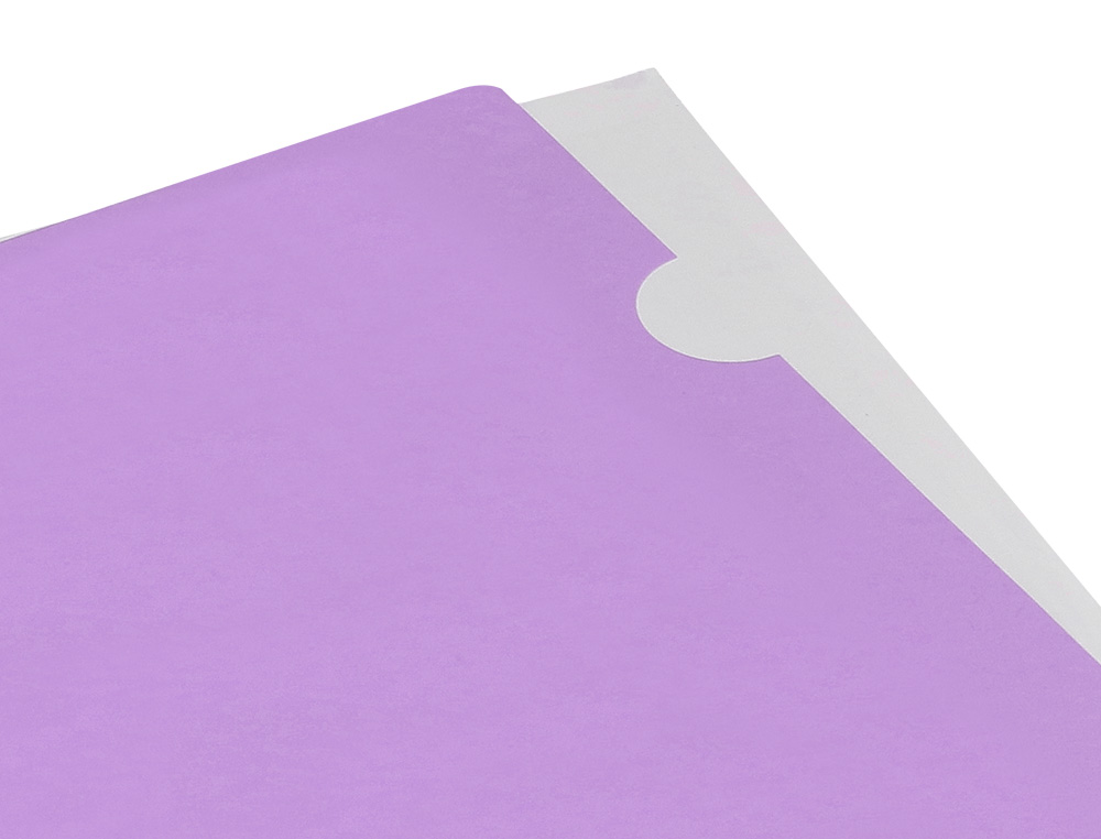 POCHETTE COIN LIDERPAPEL POLYPROPYLENE 180 MICRONS A4 210X297MM CAPACITE 20F COLORIS LAVANDE OPAQUE