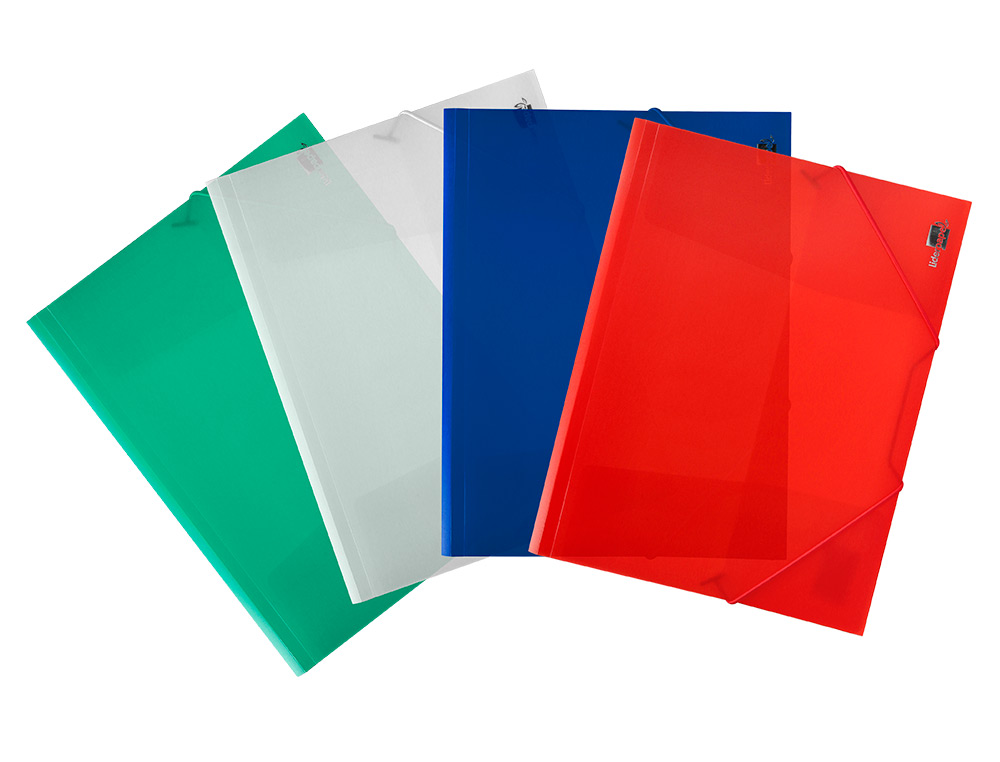 CHEMISE LIDERPAPEL POLYPROPYLÈNE DOS FLEXIBLE A4 210X297MM 4/10E 3 RABATS ÉLASTIQUE 100F COLORIS TRANSPARENT