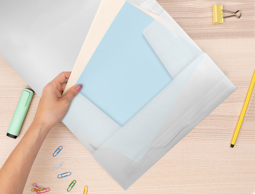 CHEMISE LIDERPAPEL POLYPROPYLÈNE DOS FLEXIBLE A4 210X297MM 4/10E 3 RABATS ÉLASTIQUE 100F COLORIS TRANSPARENT