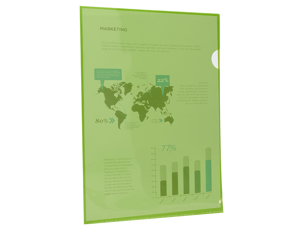 POCHETTE COIN LIDERPAPEL POLYPROPYLNE 180 MICRONS A4 210X297MM CAPACIT 20F COLORIS VERT TRANSPARENT