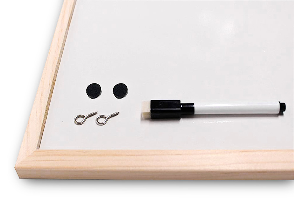 TABLEAU Q-CONNECT MLAMIN CADRE BOIS LISSE LAVABLE STABILIT MARQUEURS SPCIAUX ACCESSOIRES FIXATION MUR 40X30CM