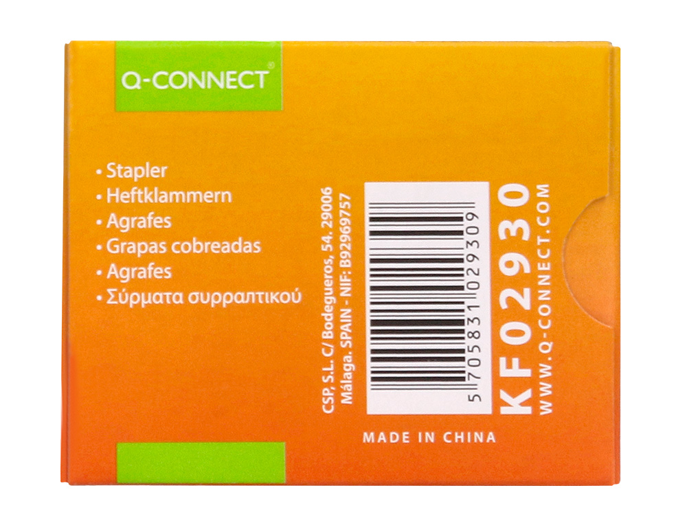 AGRAFE Q-CONNECT MODÈLE 23/6 CUIVRÉE BOÎTE 1000 UNITÉS