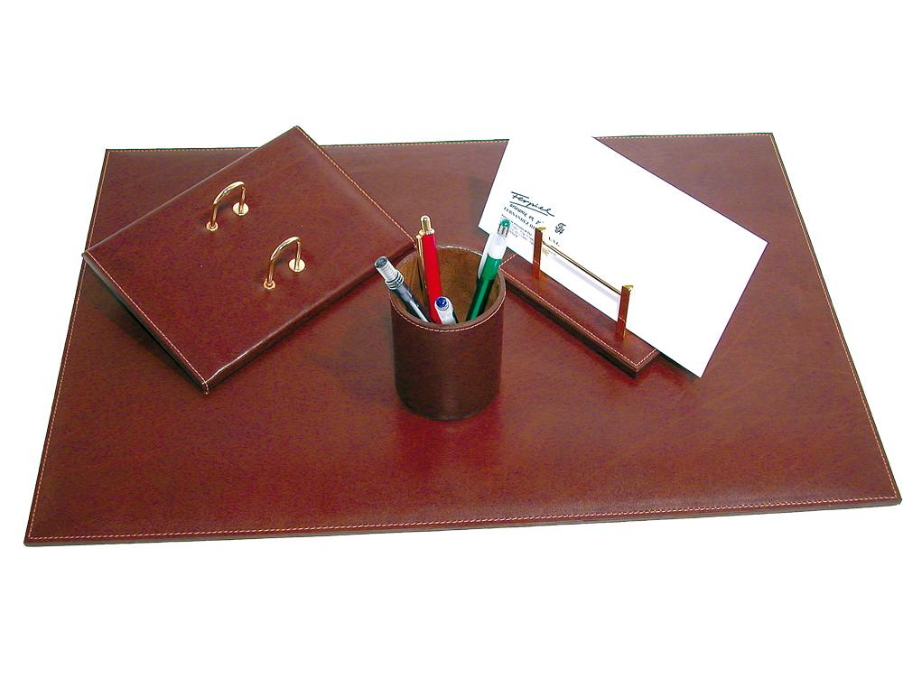 ENSEMBLE BUREAU 4 PICES CUIR SOUS-MAIN POT CRAYONS TRIEUR ENVELOPPES SOCLE CALENDRIER 40X60CM