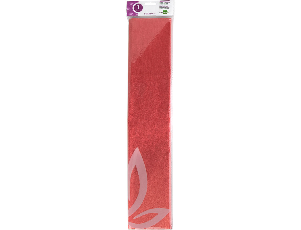 PAPIER CRÉPON LIDERPAPEL 34G/M2 50CMX2.5M UNICOLORE ROUGE MÉTALLISÉ