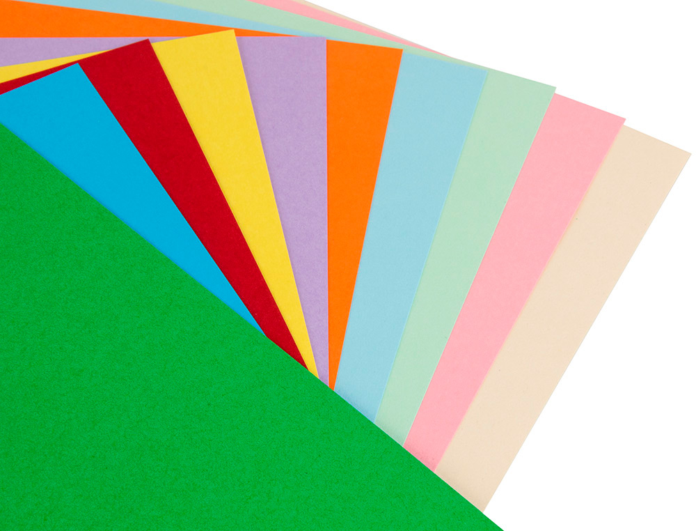 PAPIER CARTONNÉ LIDERPAPEL A4 180G/M2 10 COLORIS ASSORTIS PAQUET 100F