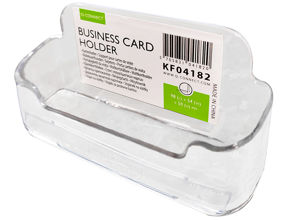 PORTE-CARTES DE VISITE Q-CONNECT MTHACRYLATE PRSENTOIR CAPACIT 50/60 CARTES 96X35X50MM  COLORIS TRANSPARENT