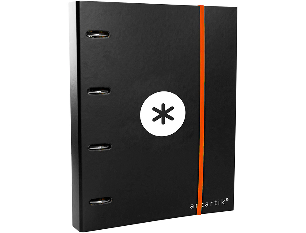 CLASSEUR ANTARTIK 4 ANNEAUX RONDS 40MM A4 CARTON REMBORDE FEUILLETS MOBILES QUADRILLAGE 5MM COLORIS NOIR
