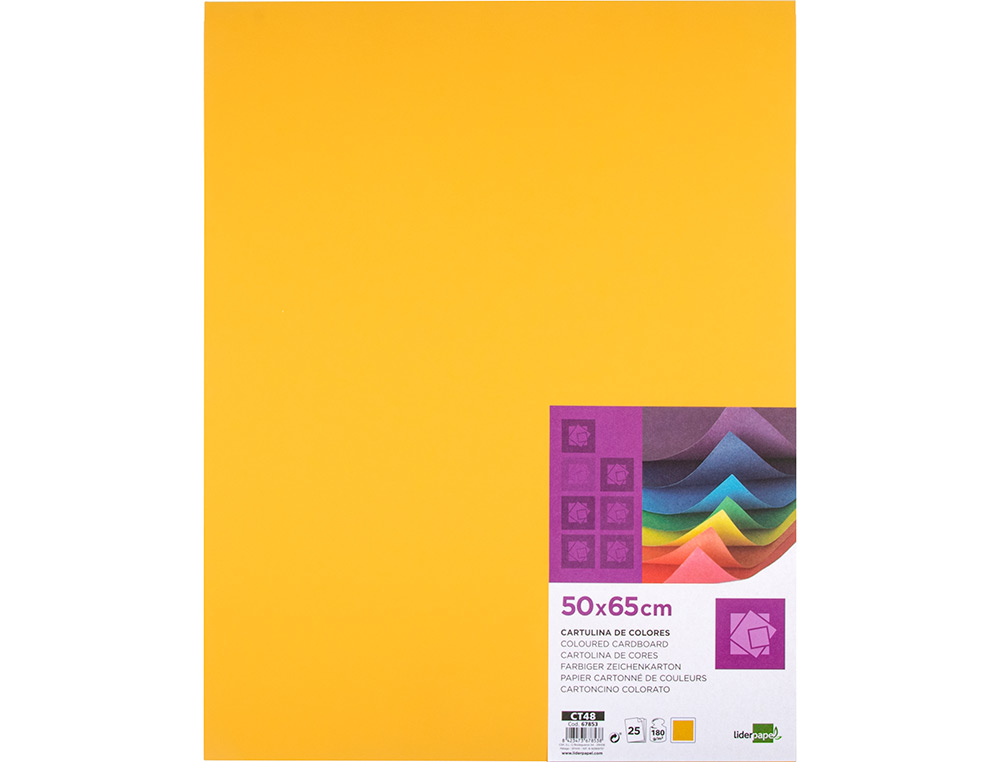 PAPIER CARTONNE LIDERPAPEL 50X65CM 180GR COLORIS VIEIL OR PAQUET 25 FEUILLES