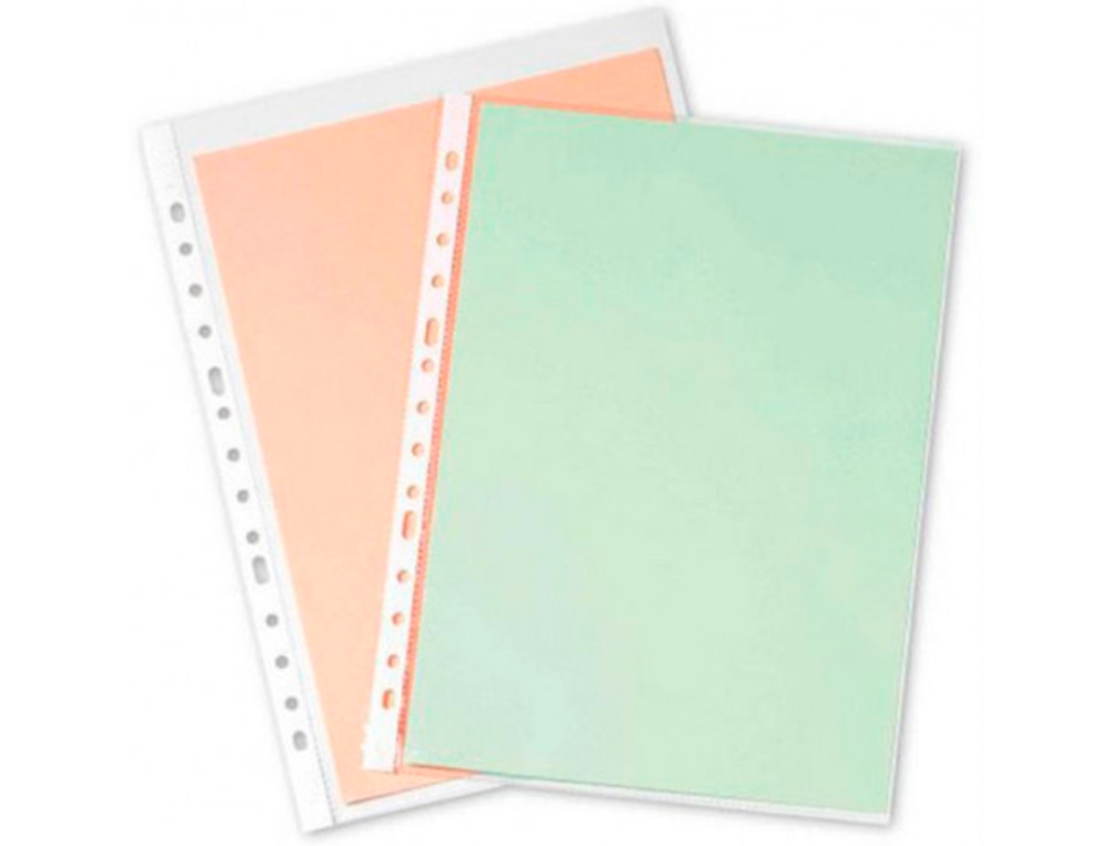 POCHETTE Q-CONNECT POLYPROPYLENE GRAINE PERFOREE FOLIO 50 MC SACHET 10 UNITES
