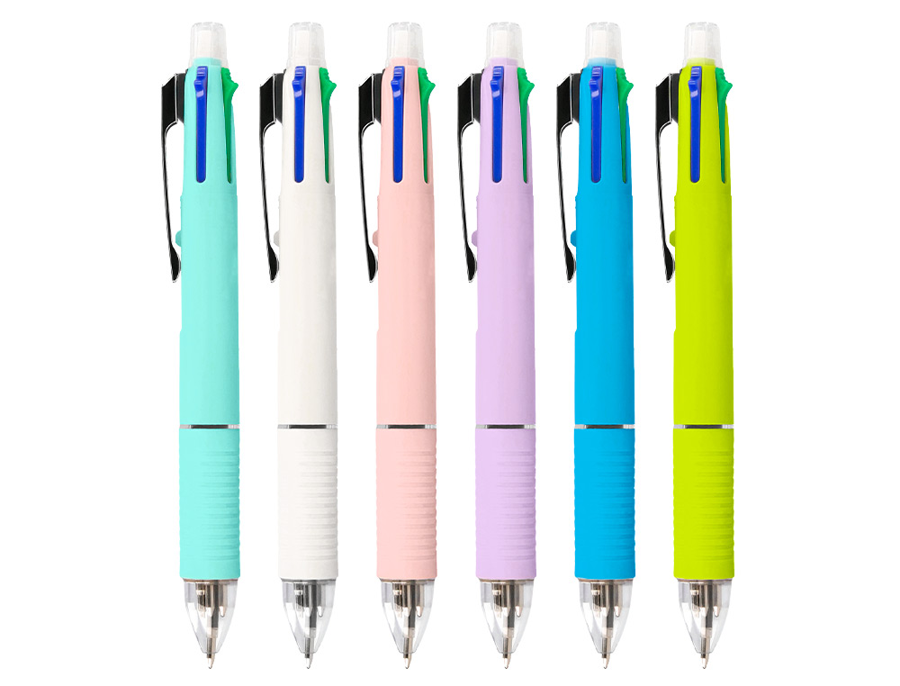 STYLO-BILLE LIDERPAPEL 5 EN 1 POINTE 0.5MM TRAIT 0.7MM RTRACTABLE 4 COULEURS D'ENCRE PORTE-MINE 0.5MM GOMME