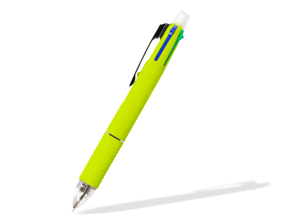 STYLO-BILLE LIDERPAPEL 5 EN 1 POINTE 0.5MM TRAIT 0.7MM RTRACTABLE 4 COULEURS D'ENCRE PORTE-MINE 0.5MM GOMME