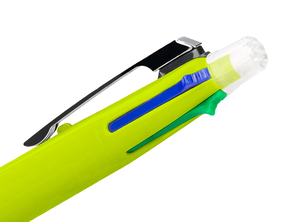 STYLO-BILLE LIDERPAPEL 5 EN 1 POINTE 0.5MM TRAIT 0.7MM RTRACTABLE 4 COULEURS D'ENCRE PORTE-MINE 0.5MM GOMME