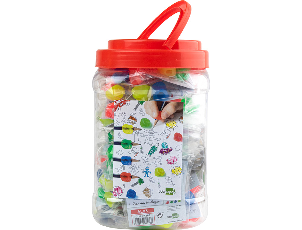 ADAPTATEUR CRAYON LIDERPAPEL PLASTIQUE IDÉAL APPRENTISSAGE ÉCRITURE GAUCHER/DROITIER COULEUR BLEU ROUGE PAQUET 2 UNITÉS