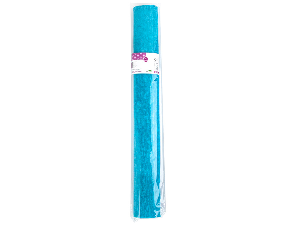 PAPIER CREPON LIDERPAPEL ROULEAU 50CMX2,5M 85GR COLORIS BLEU CIEL