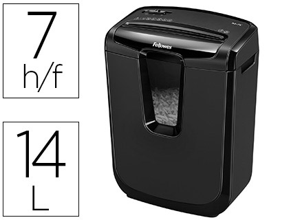 DESTRUCTEUR FELLOWES M-7C 230V EU OCCASIONNEL COUPE CROISÉE 4X46MM DÉTRUIT TROMBONES CB 14L 387X320X185MM 4.08KG