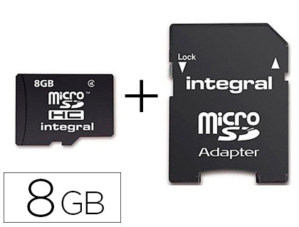 CARTE MICRO INTGRAL SDHC CAPACIT 8GB CLASSE 10 ADAPTATEUR SDHC VITESSE TRANSFERT 90MB/S
