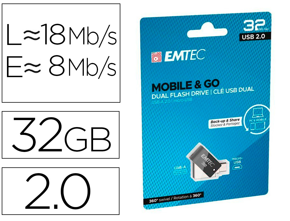 CLE DUALDUAL USB2.0 MICRO-USB T260 32GB