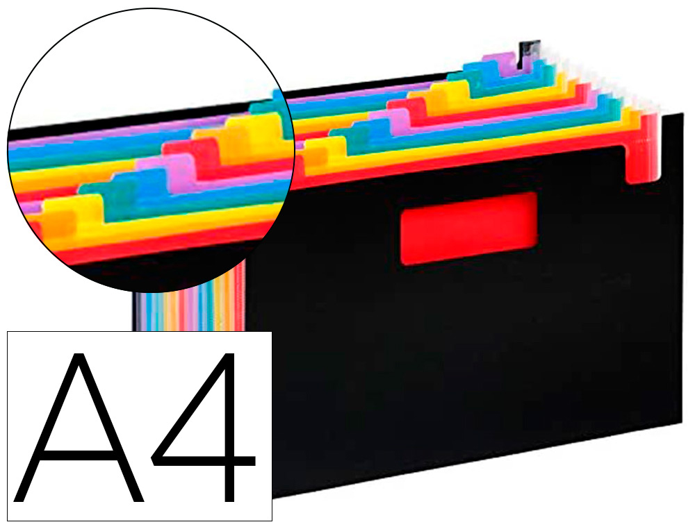 TRIEUR VIQUEL RAINBOW CLASS 12 COMPARTIMENTS              POLYPROPYLENE A4 32,5X23CM    COLORIS NOIR