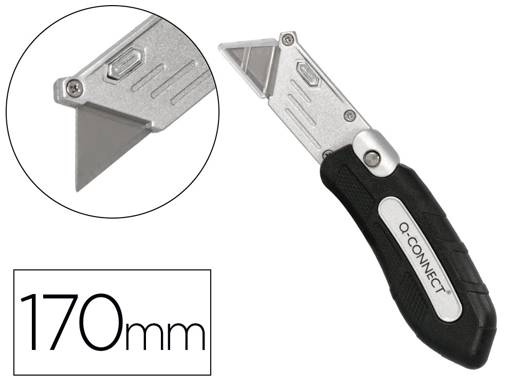 CUTTER XD-925 Q-CONNECT GOMME ET PLASTIQUE ABS LAME INTERCHANGEABLE ACIER CARBONE 19MM MECANISME CHANGEMENT FACILE