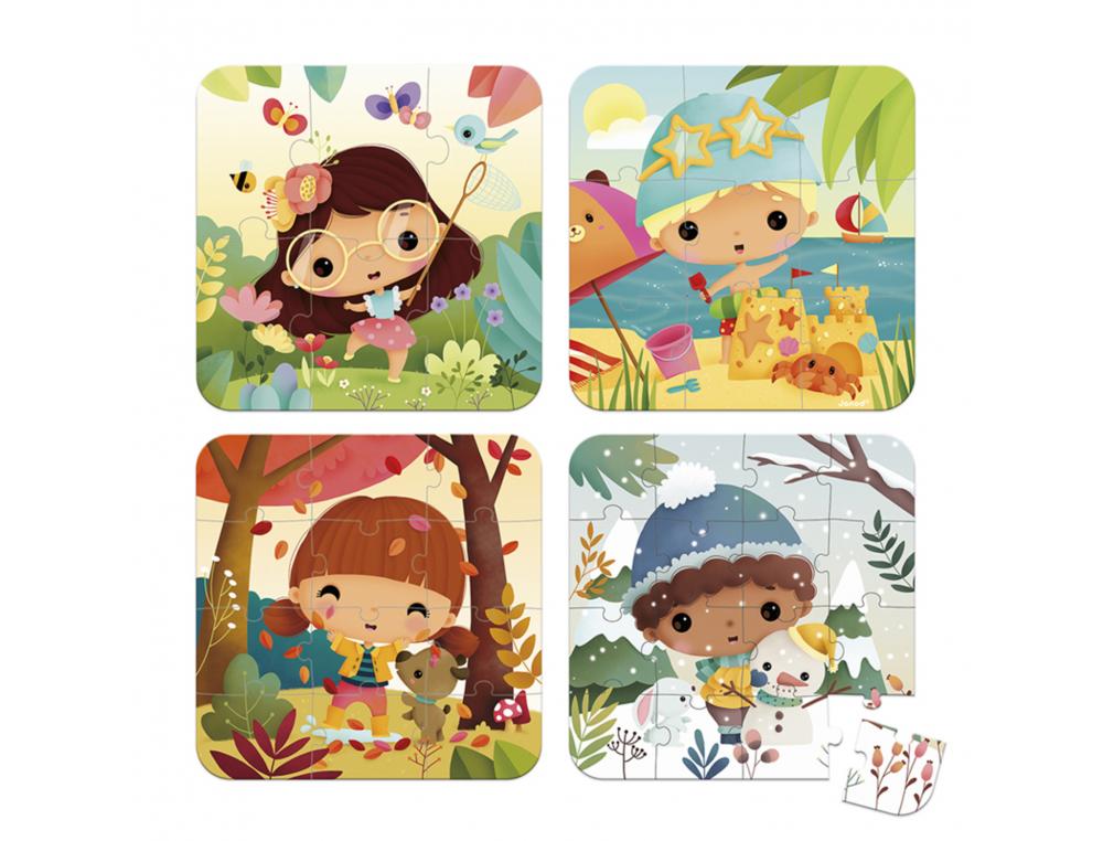 PUZZLES PROGRESSIFS JANOD LES 4 SAISONS 4 PUZZLES DE 6 9 12 ET 16 PIECES