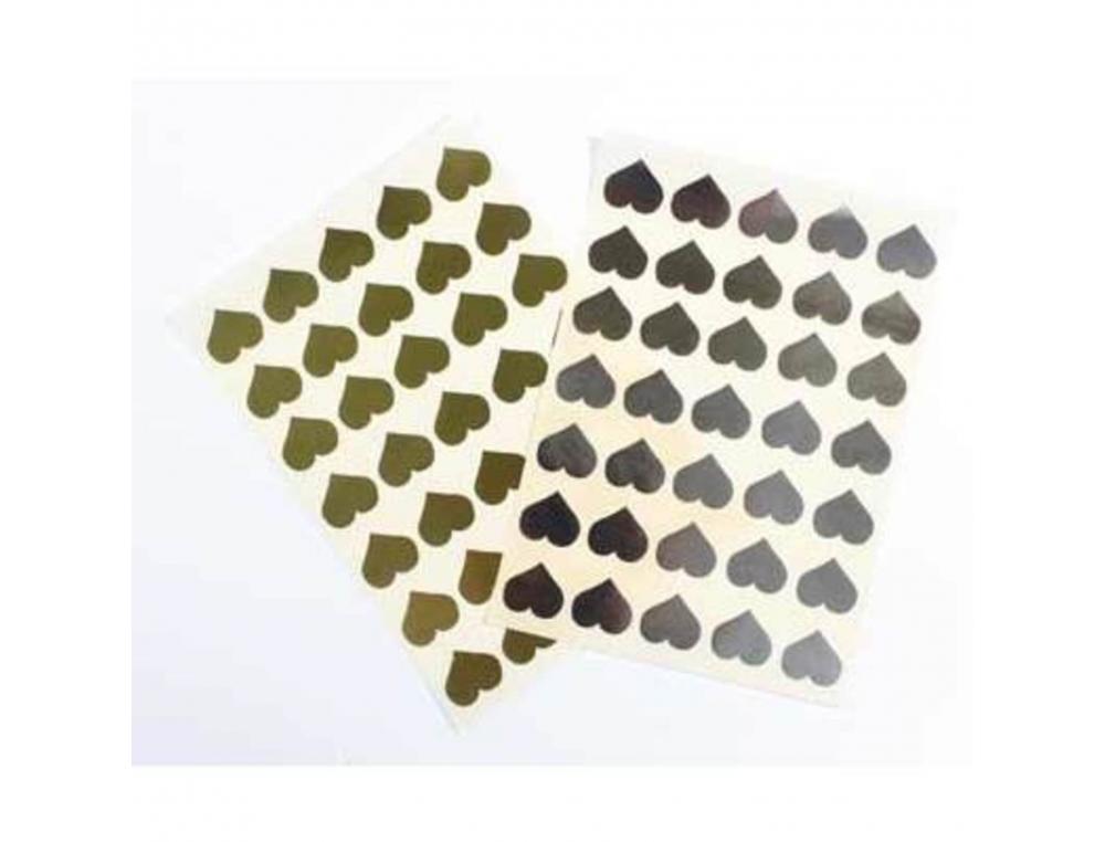 GOMMETTE COEUR CLEOPATRE 25X25MM 210 GOMMETTES COLORIS ARGENT ET OR POCHETTE DE 4    PLANCHES