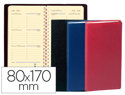 AGENDA QUO VADIS ITALNOTE S IMPALA DÉCEMBRE/DÉCEMBRE 80X170MM 1 SEMAINE 2 PAGES COLORIS ASSORTIS