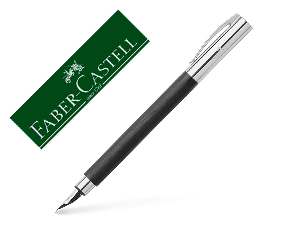 STYLO-PLUME FABER AMBITION PLUME MOYENNE ACIER INOXYDABLE CORPS RSINE NOIRE ATTRIBUTS CHROMS AGRAFE RESSORT NOIR CRIN