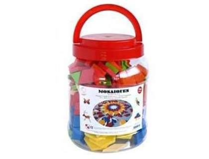 MOSAÏQUE OZ INTERNATIONAL 6 FORMES GÉOMÉTRIQUES DIFFÉRENTES BOCAL PLASTIQUE TRANSPARENT 125 PIÈCES