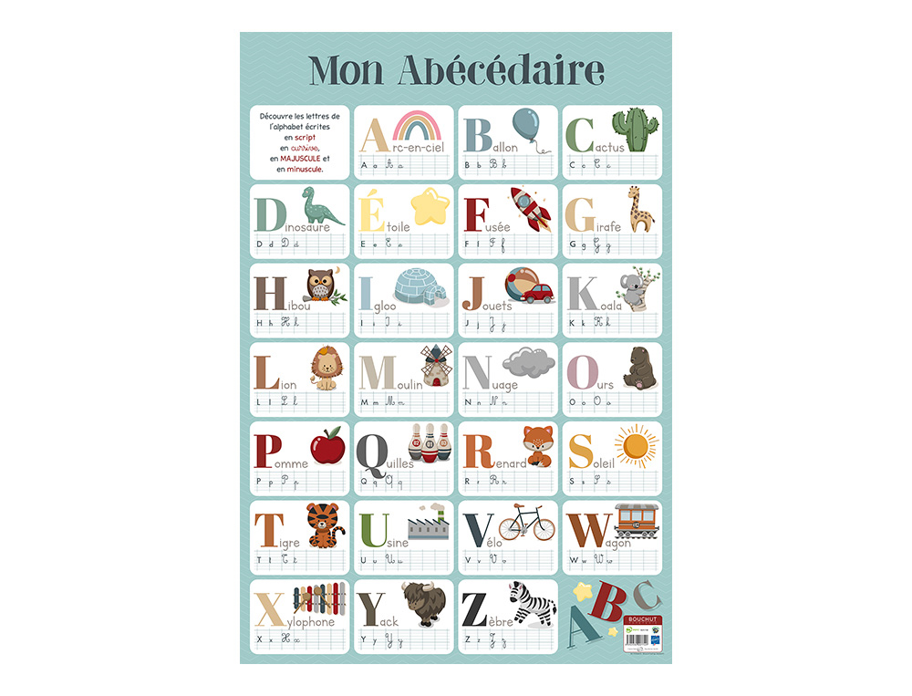 POSTER BOUCHUT GRANDRMY ABCDAIRE 52X76CM 150G PELLICUL EFFAABLE  SEC