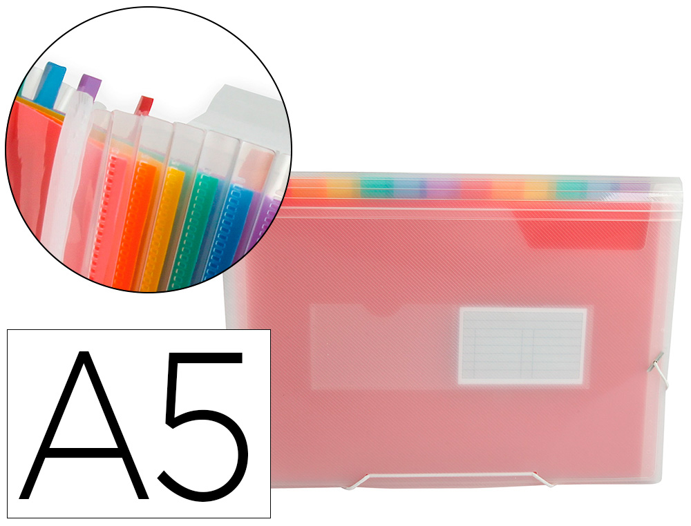 TRIEUR LIDERPAPEL SRIE SPECTRAFILE PP 700 MICRONS A5 148X210MM 13 COMPARTIMENTS COULEUR COLORIS FROSTY TRANSPARENT
