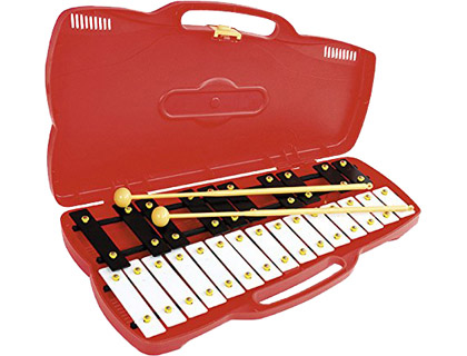 CARILLON PIANOT DITIONS FUZEAU AVEC 25 LAMES COULEURS CLAVIER DE PIANO 2 OCTAVES CHROMATIQUES DU LA4 AU LA6 2 MAILLOCHE